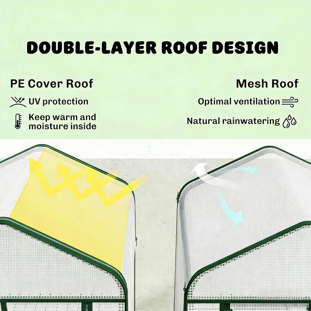 Portable Greenhouses for Outdoors, Mini Greenhouse with 5-Tier Shelf, | Portable outdoor greenhouse with double-layer