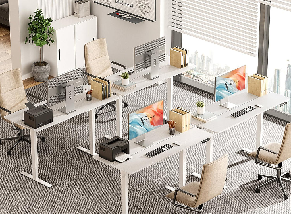 48 x 24 Inch Electric Standing Desk with 4 Wheels, Height Adjustable Desk, Sit Stand Desk with 4 Memory Presets