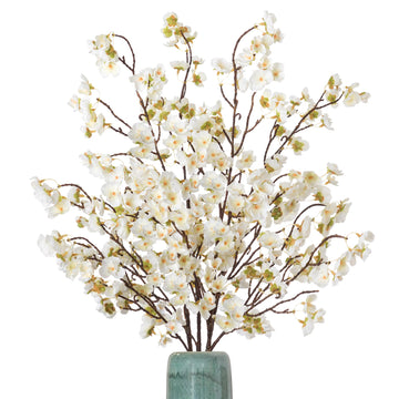 4 Pcs Artificial Cherry Blossom Flower Branches, Bulk Silk Faux Flowers Real Touch Bouquet Wedding Party Centerpieces