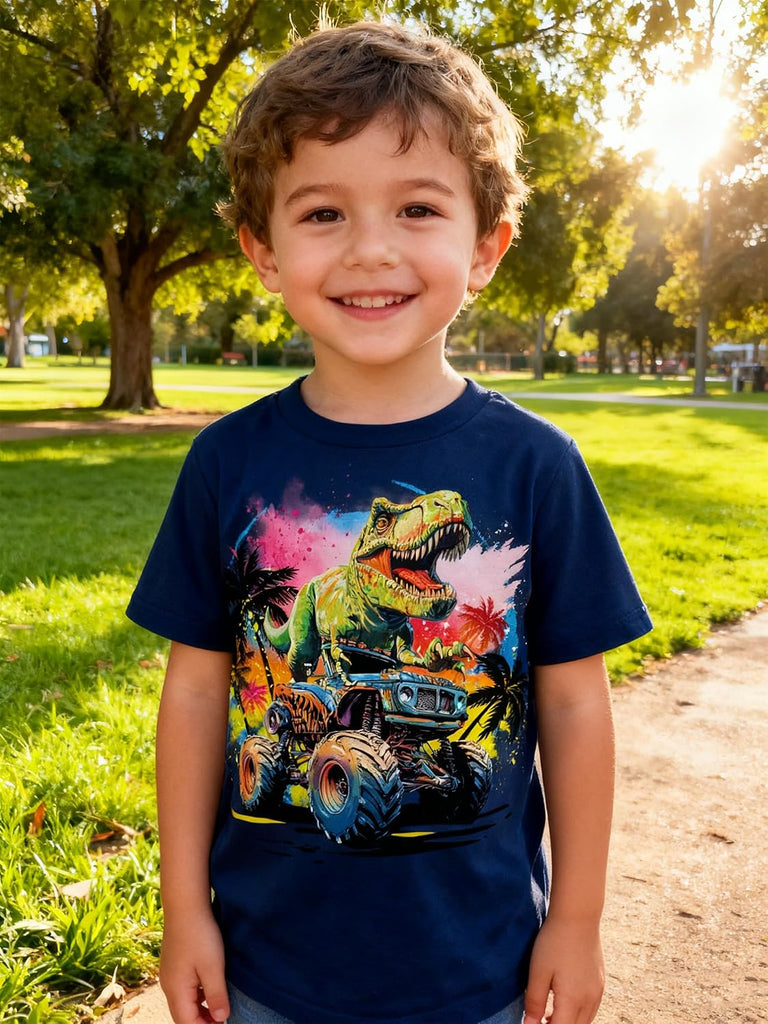 Toddler Boys Shirts Truck Dinosaur Kids Tshirt