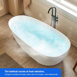 71" Solid Surface Bathtub, Stone Resin Freestanding Soak Tub for Bathroom, Non-Porous & Warm to Touch Surface, Matte