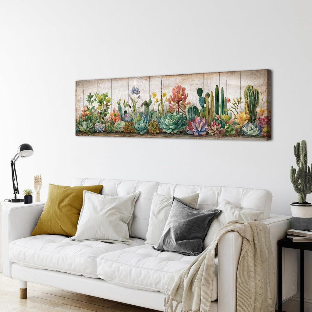 Rustic Succulent Wall Decor Cactus Wall Art Southwestern Arizona Desert Painting Canvas Prints Farmhouse Green