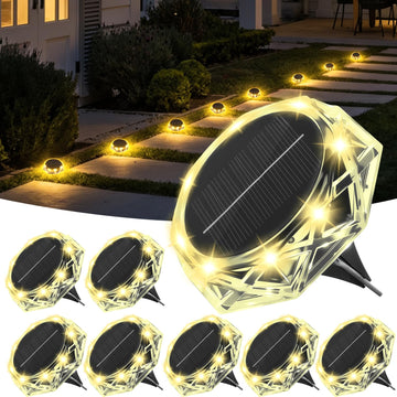 Solar Ground Lights Outdoor, 8 Pack IP68 Waterproof Solar Garden Lights Bright in-Ground Landscape Lighting