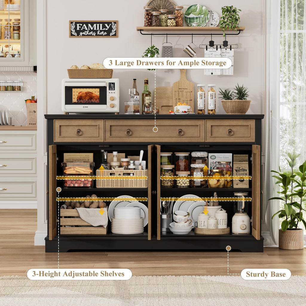 52.7" Buffet Cabinet with Storage, Kitchen Sideboard Buffet Table