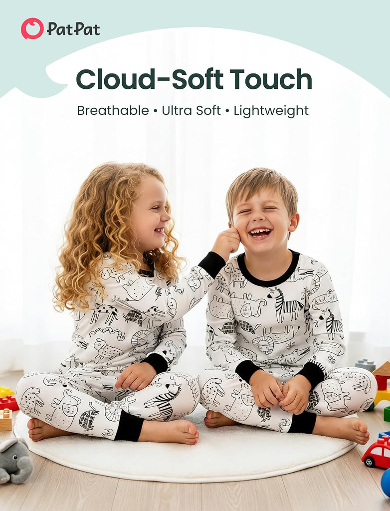 Bamboo Viscose Pajama Set for Toddlers with Improved Tensile Strength, Snug Fit Pjs Sleeper for Baby Boys Girls Kids