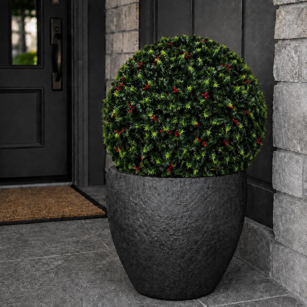 Topiary Ball - 19" Artificial Topiary Plant - Indoor/Outdoor Artificial Plant Ball (4, Holly)