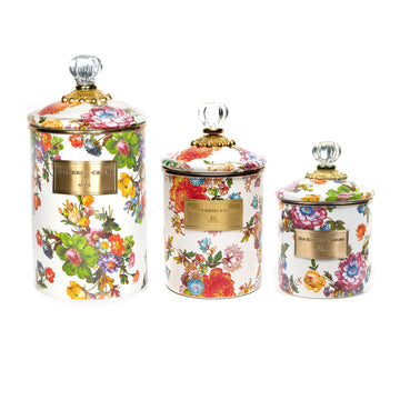Enamel Canister Set, White Flower Market