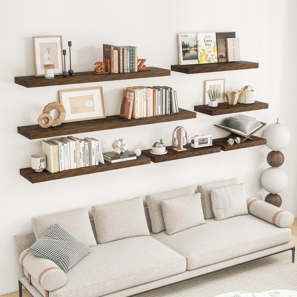 Long Floating Shelves for Wall 1Pack|Rustic Brown|48" Lx8 D