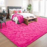 2x3 Fluffy Shag Area Rug, Soft Plush Fuzzy Carpet for Bedroom Kids Room Hot Pink