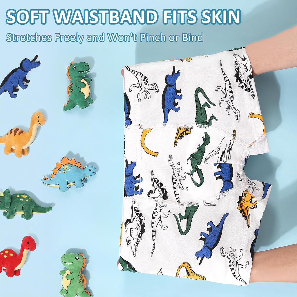 Boys Boxer Briefs, Toddler Kids Soft Cotton Underwear 4/5 Pairs Little Big Boy Dinosaur Shark Shorts Set