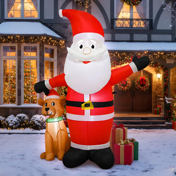 5FT Christmas Inflatable Blow up Santa and Puppy Decoration