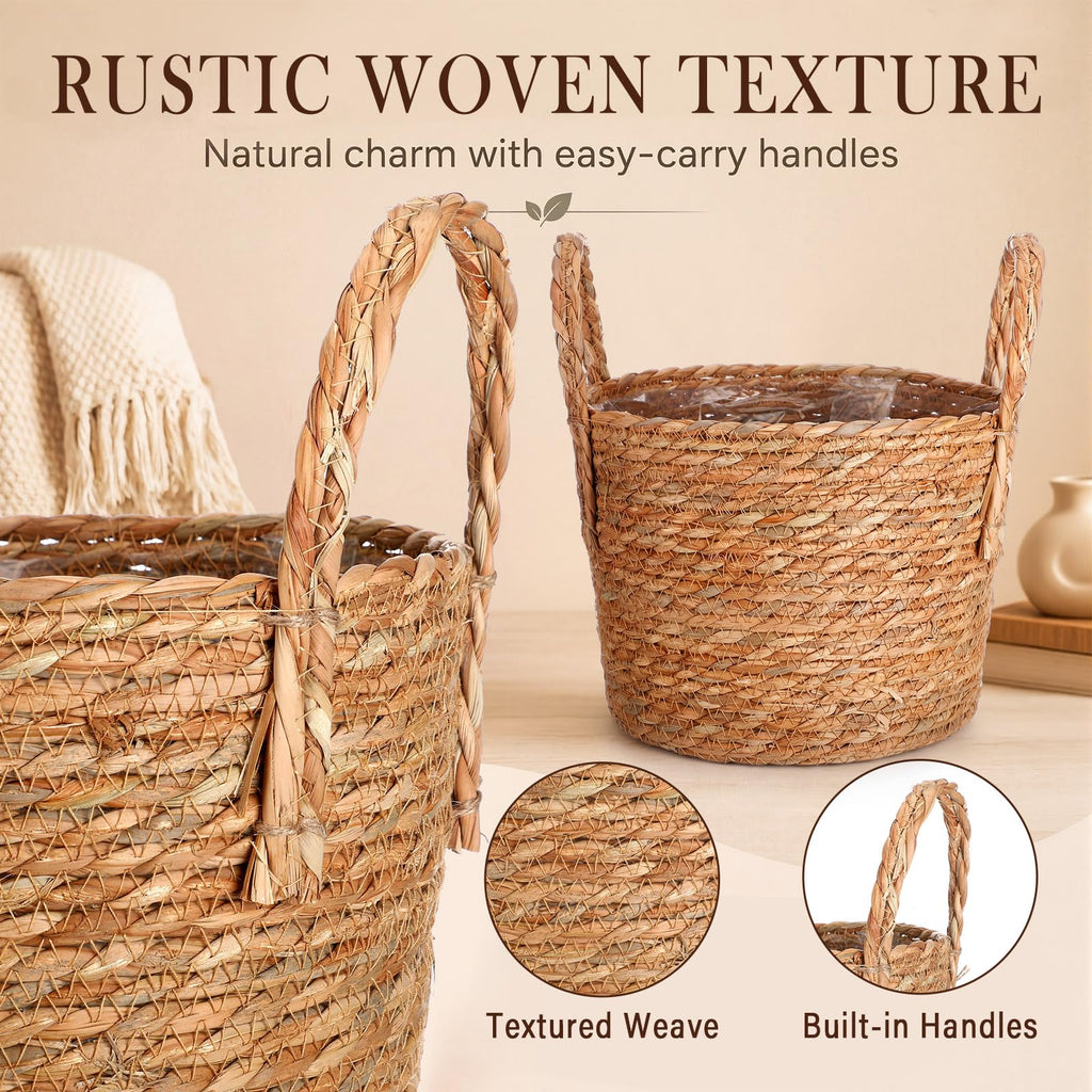 Thanksgiving Woven Basket Planter Wicker, 12'', Natural, 2 Pcs
