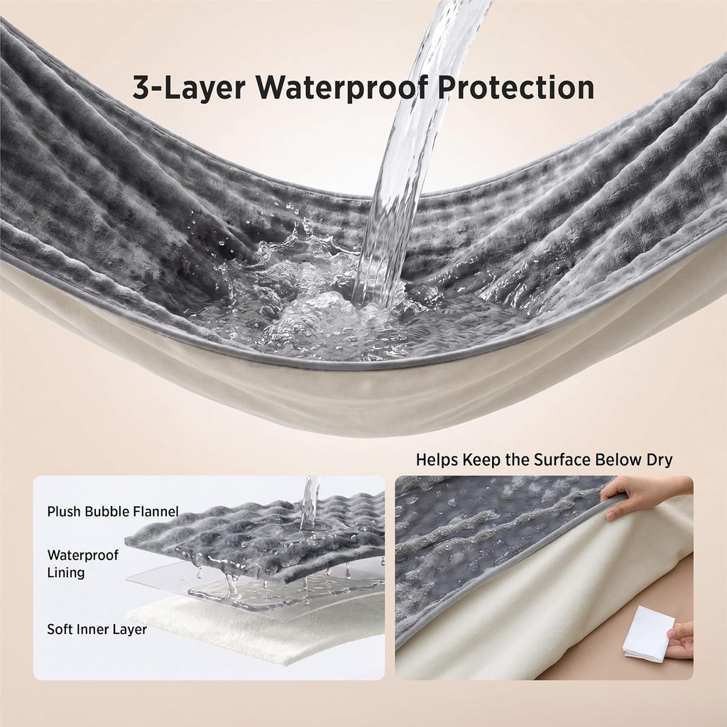 Bubble Waterproof Blanket for Couch - Soft Fleece Reversible Dog Blankets for Small Dogs, Waterproof Couch Sofa Cover