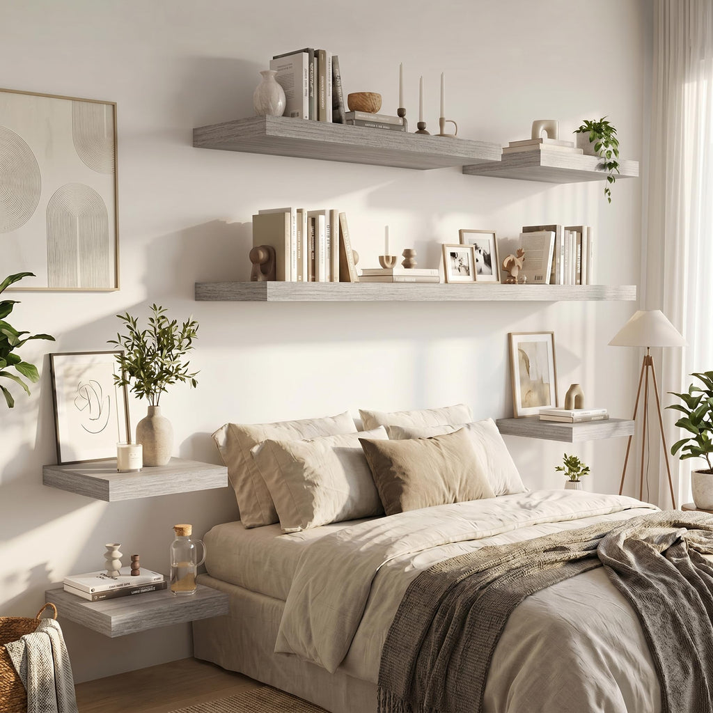 Deep Floating Shelves 40x12" Set of 2, Grey