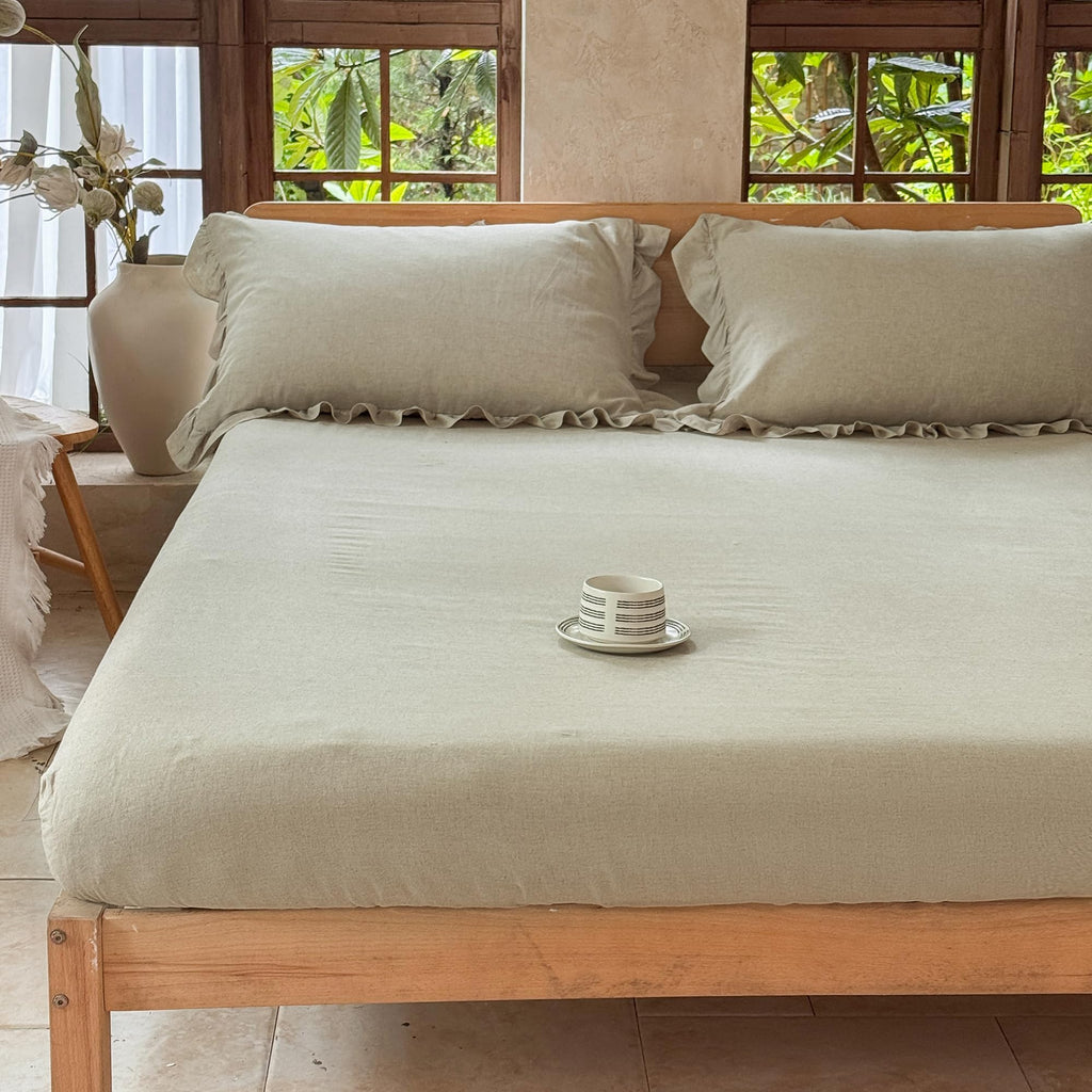 100% French Linen Ruffled Sheets, Linen
