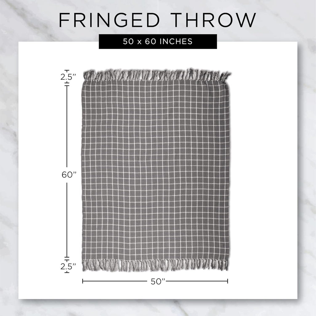 Farmhouse Woven Throw, 50x60 with 3" Fringe, French Blue