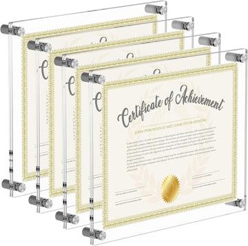 11x14 Acrylic Picture Frames 4 Pack, Clear Floating Wall Frames | Modern Frameless picture Frames Lucite Transparent