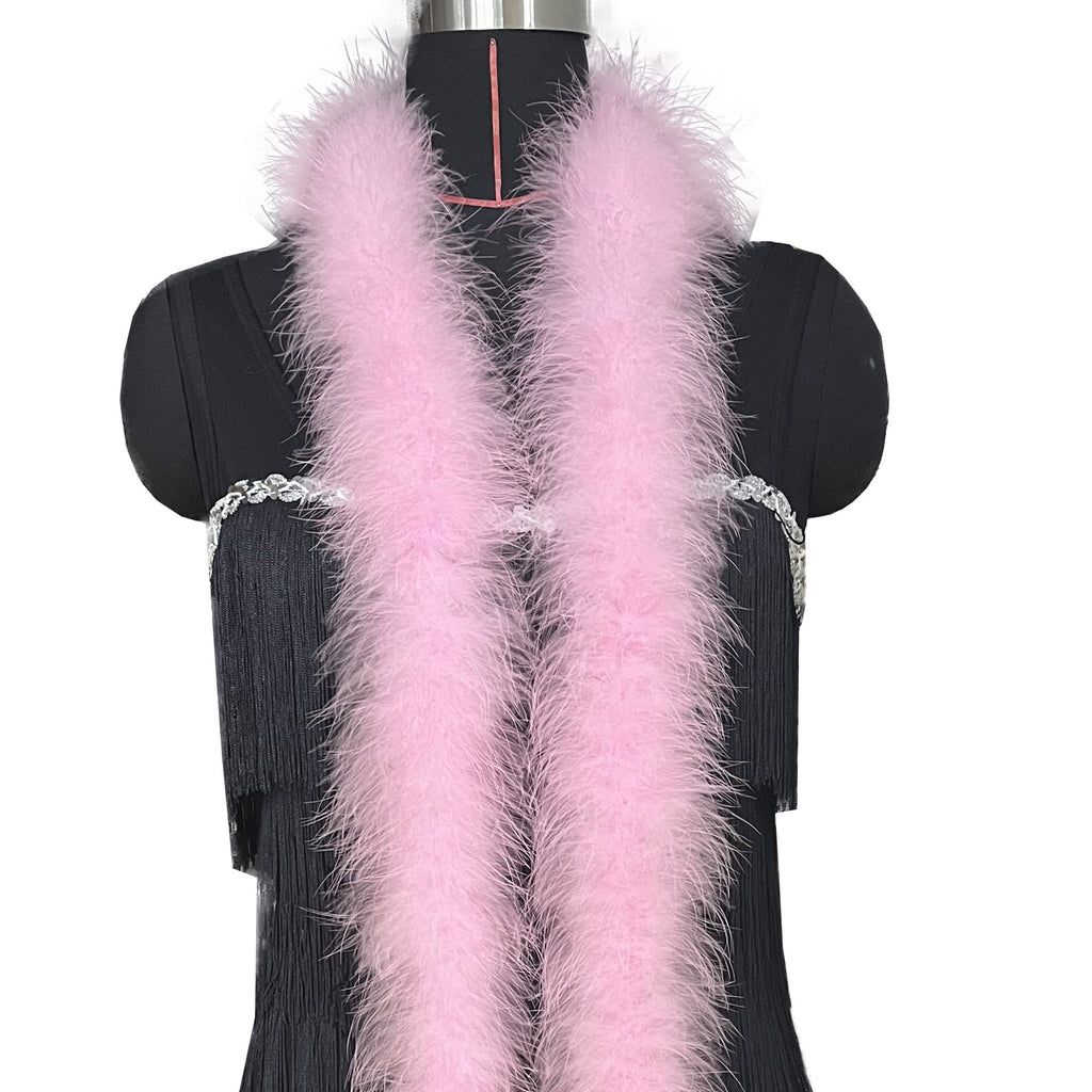 30g Fluffy Marabou Feather Boa for DIY Craft Sewing Trim Home Wedding Party Decoration-Light Pink - 2 Yards