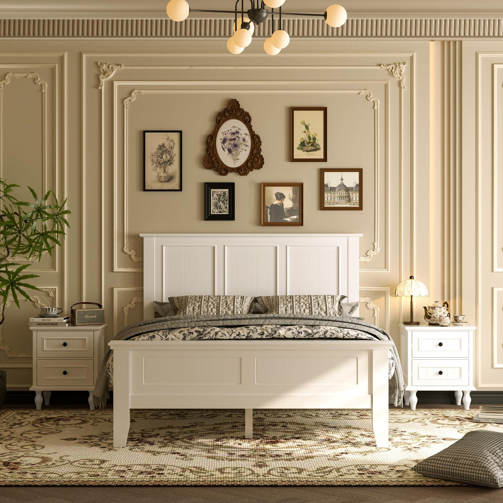 Wood Headboard Only with Farmhouse Style, Wall-Mounted, White