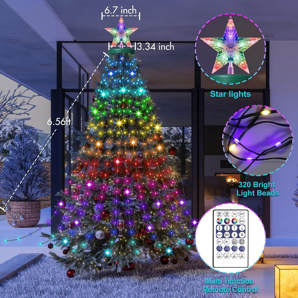Smart Christmas Tree String Lights with Ring, 330 LED Christmas Tree Light