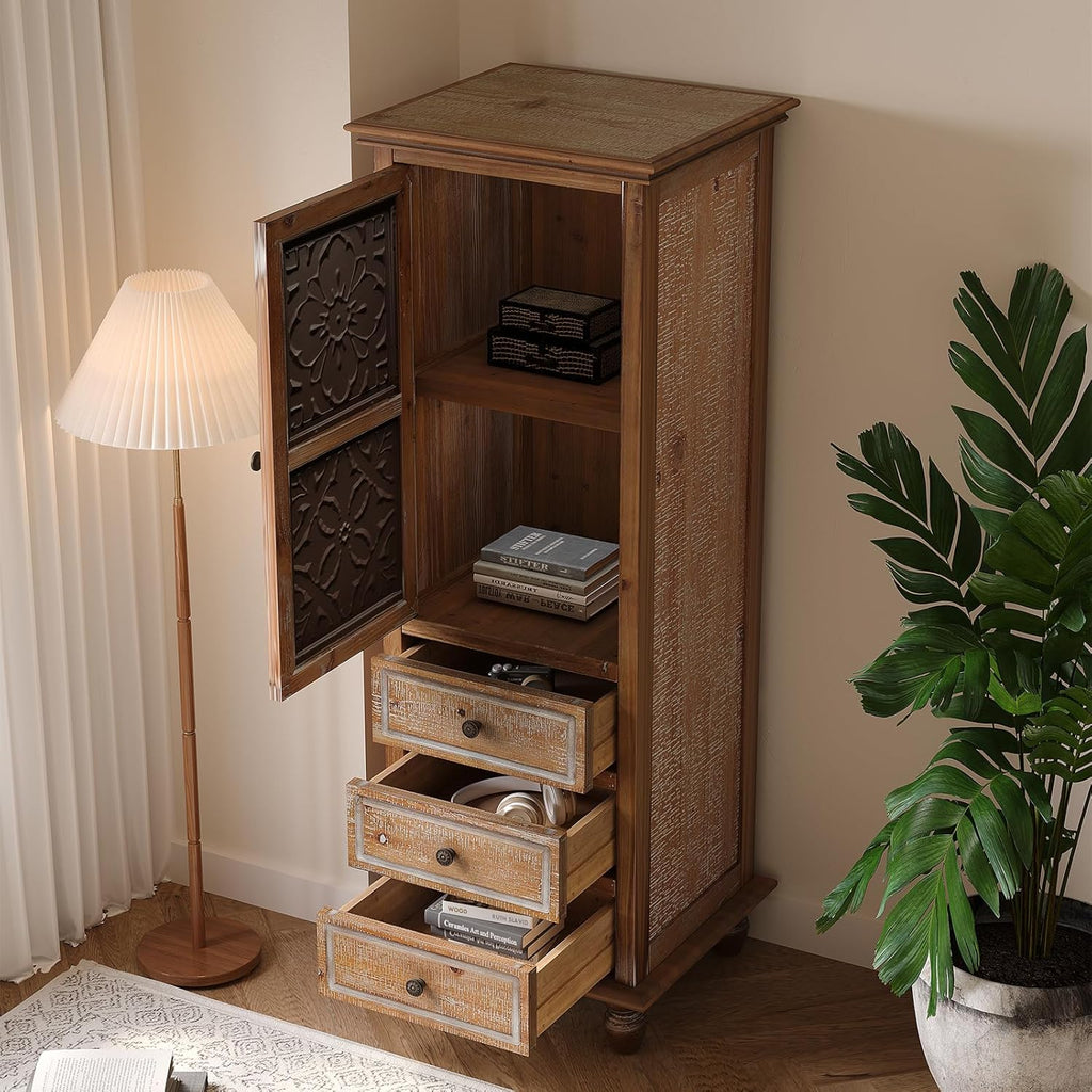 54''Tall Kitchen Pantry Cupboard Storage Cabine,Narrow Accent Cabinet | Solid Wood Frame;Farmhouse/French Country