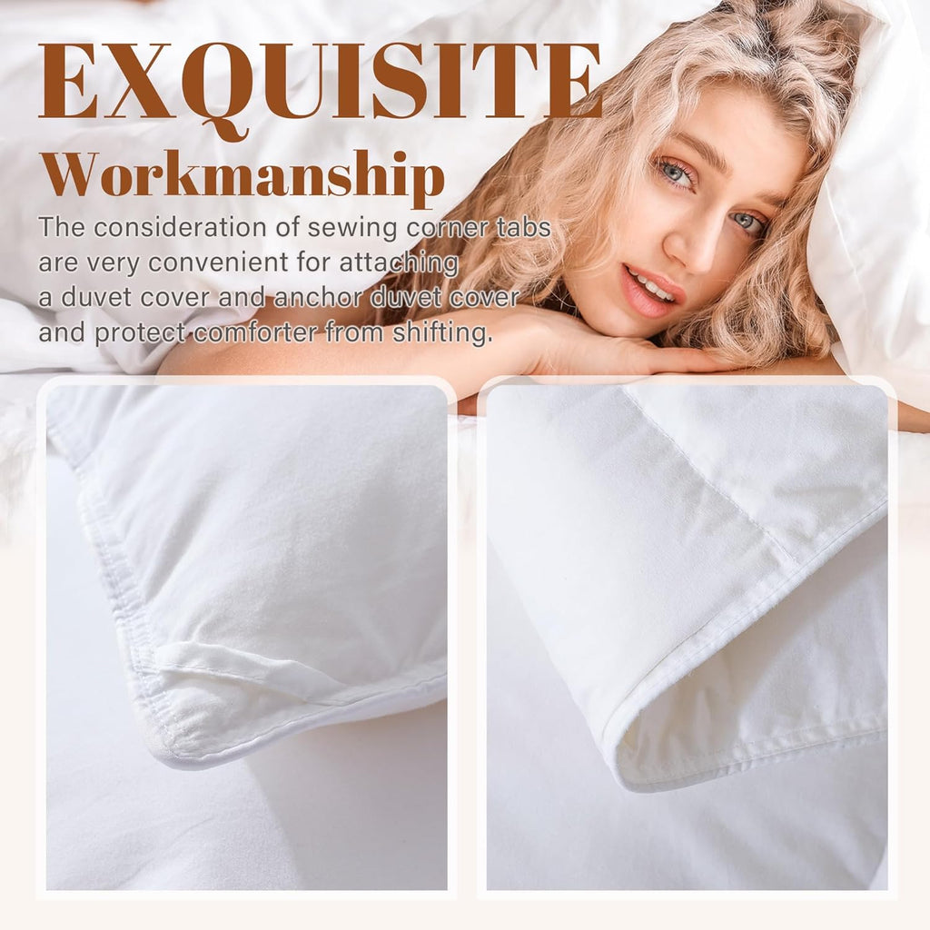 Twin Feather Down Fiber Comforter - Ultra Soft 100% Cotton Duvet Insert