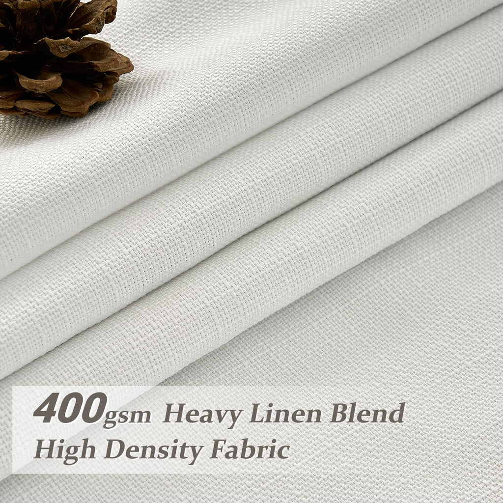 Natural Linen Blackout 104 Inch Extra Long Curtains for Laundry Room, Beige White Memory Shape Pinch Pleat Rustic
