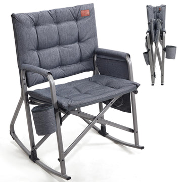 Lightweight Folding Rocking Camping Chair, Padded Portable Rocker Chair, Lawn and Outdoors, Heavy Duty Hard Armchair
