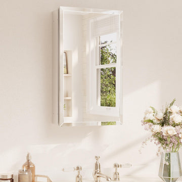 14 x 24 Medicine Cabinet with Tempered Beveled Mirror Silver Aluminum Cabinet DTC Hinges, Stepless Adjustable