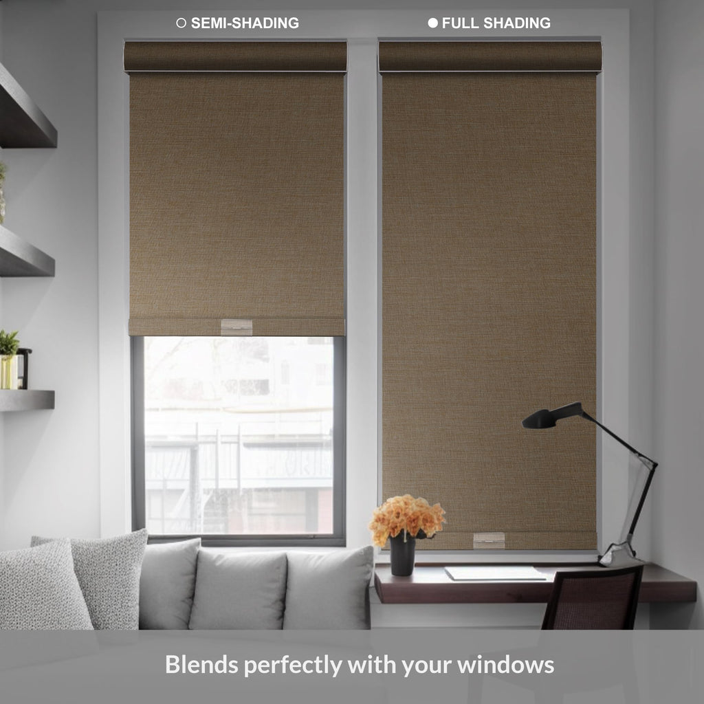 Blackout Roller Shades for Windows, Beige, Custom Size