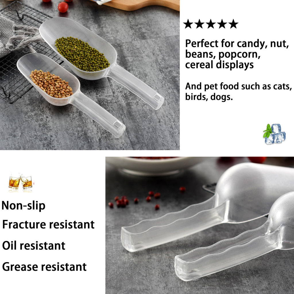 3PCS Clear Plastic Ice Scoop, 6 ounces Alec Ice Scoops, Scoop for Ice Bucket Ice, Popcorn, Coffee Beans, Flour (6 oz.)