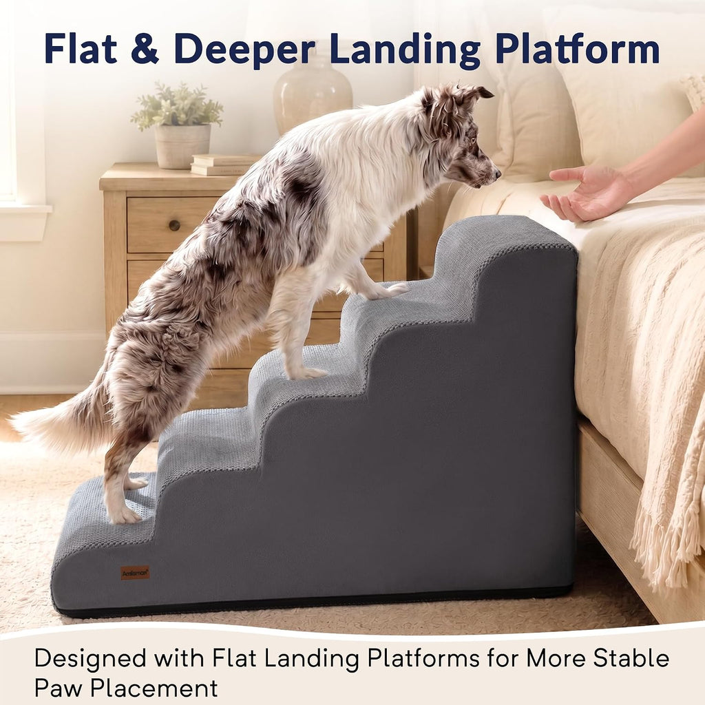 Dog Stairs for High Beds, 26" H 5-Step Pet Ramp for Small & Medium Dogs