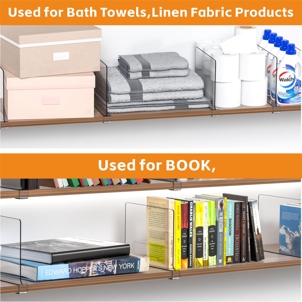 10 Pack Clear Acrylic Shelf Divider for Closet Organization - 9.2′′ Tall Closet Dividers for Wood