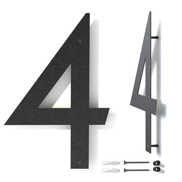 12 Inch Metal House Numbers for Outside | Floating Numbers for Mailbox | Modern Black Coated Large Address Numbers