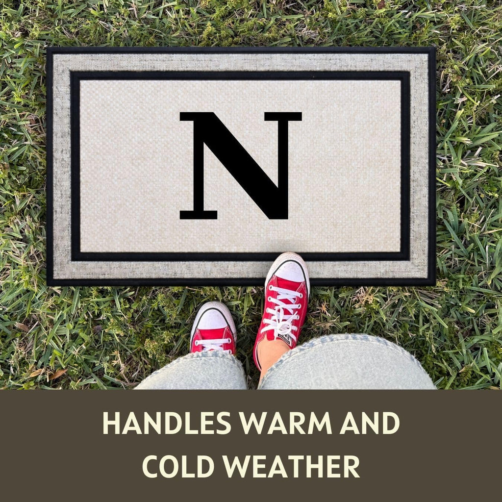 Custom Indoor and Outdoor Door Mat 18x30 Inch - Personalized Letter Monogram Doormat with Non-Slip Rubber Backing and
