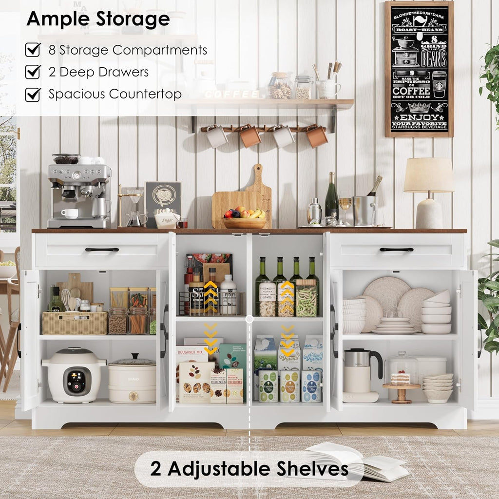 71” Large Sideboard Buffet Cabinet with Storage