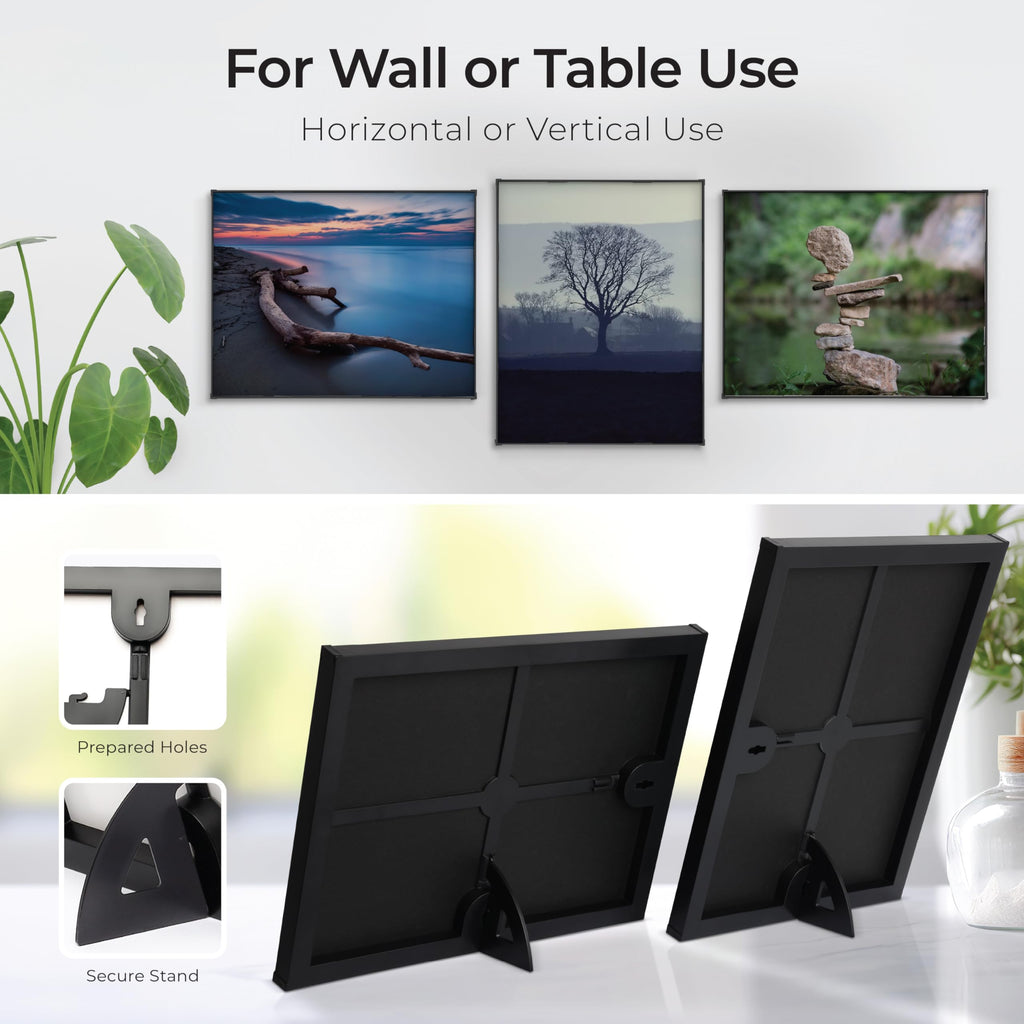 8x10 Picture Frame - Set of 6 - Black Frames, Picture Frames for Wall and Tabletop