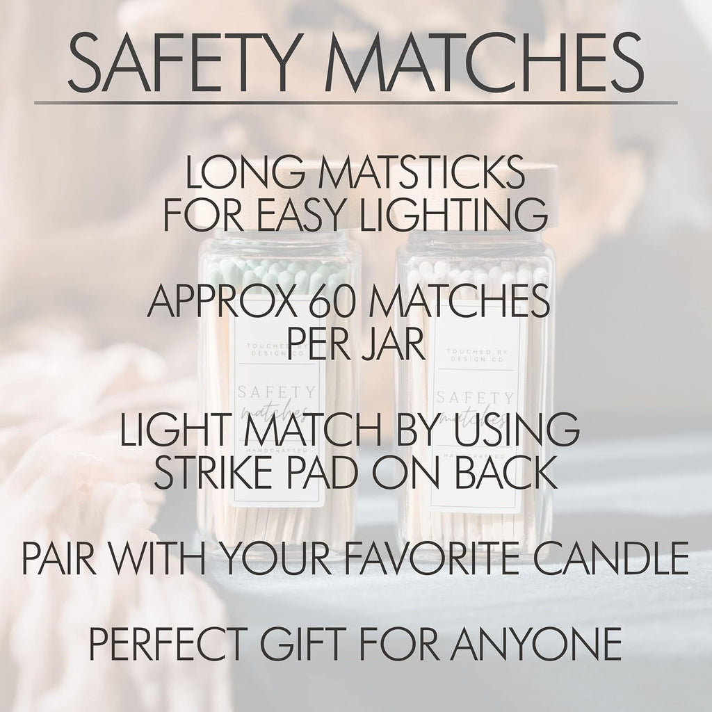 Cute Small Safety Match Jar Holder | Glass Bottle Jar for Lighting Candles | Premium Long 3" Bulk Long Matchsticks
