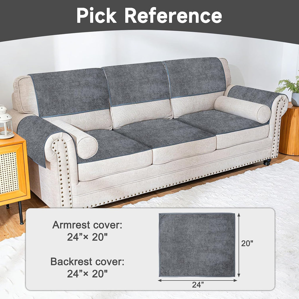 Couch Arm Covers, Sofa Arm Cover, Anti-Slip Waterproof Armrest Covers, Pet Proof Armrest Protectors for Couch