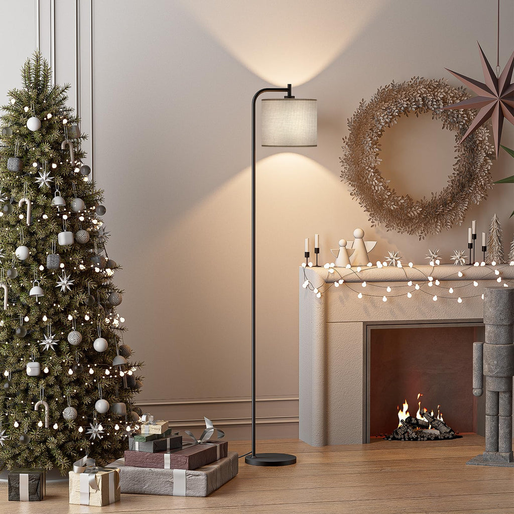 Floor Lamp, Tall Standing Lamp with Linen Shade