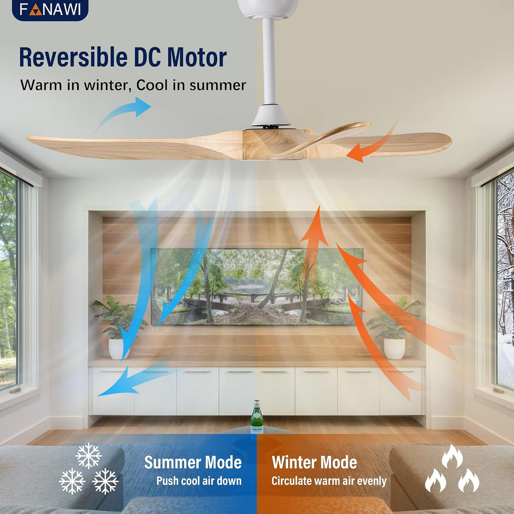 Inspired Maverick Style 52" wood ceiling fan, White
