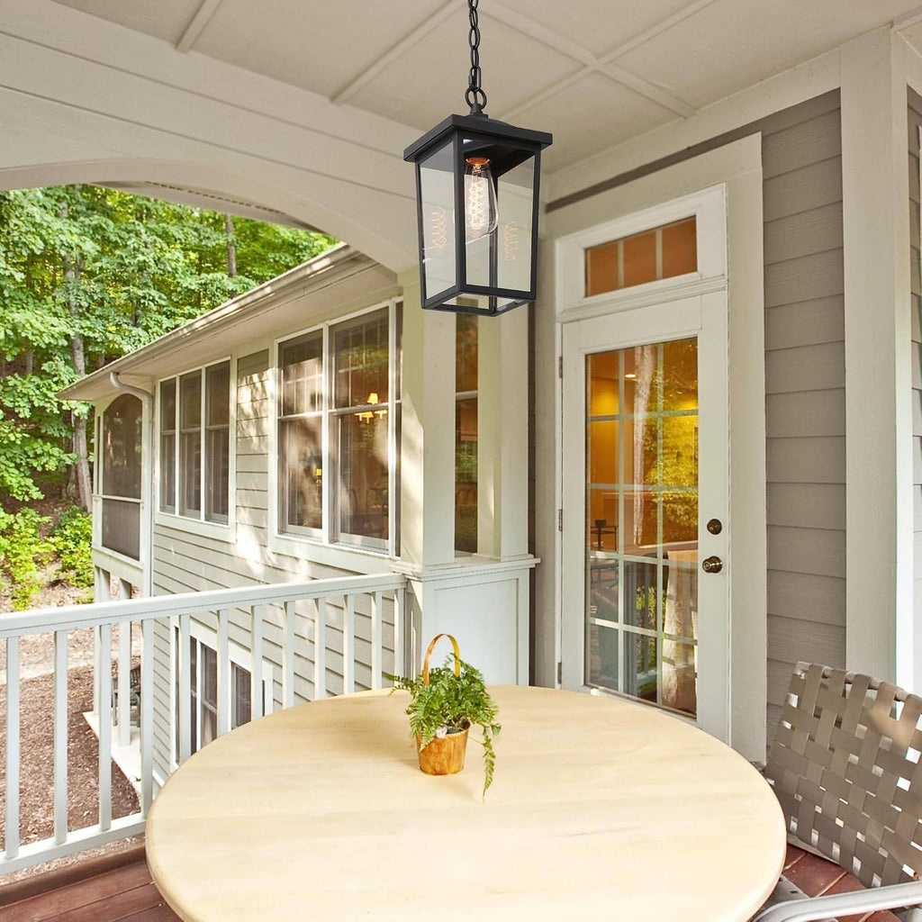 Outdoor Pendant Light Fixture, Farmhouse Exterior Anti-Rust Hanging Lights with Adjustable Chain