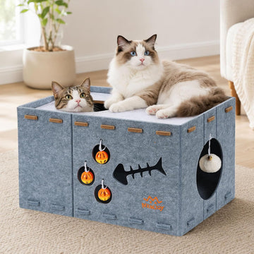 Cat House for Indoor Cats Cat Cave Bed Felt Peekaboo