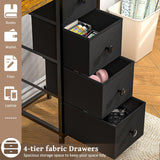 Small Computer Desk with 4 Fabric Drawers, 36 Inch Reversible Writing Desk Bedroom