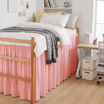 Dorm Bed Skirt, Twin XL with 30 Inch Drop, Pink