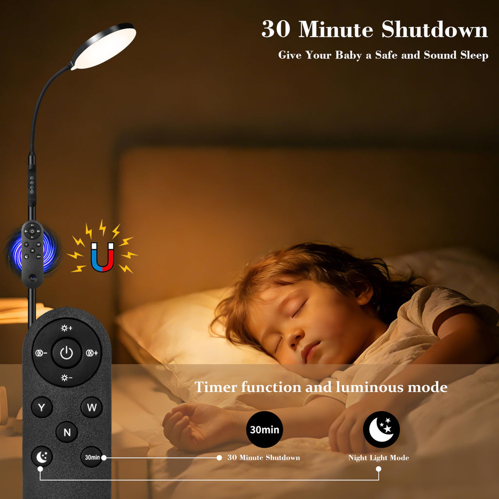Floor Light for Indoor, 240 LEDs Eye Protection Lamp, Adjustable Height, Remote & Touch Control, Dimmable, Flexible
