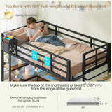 Bunk Bed with L-Shaped Desk,5 Storage Drawers and 2 Shelves Metal Twin XL Over Twin Bunk Bed with LED Lights and