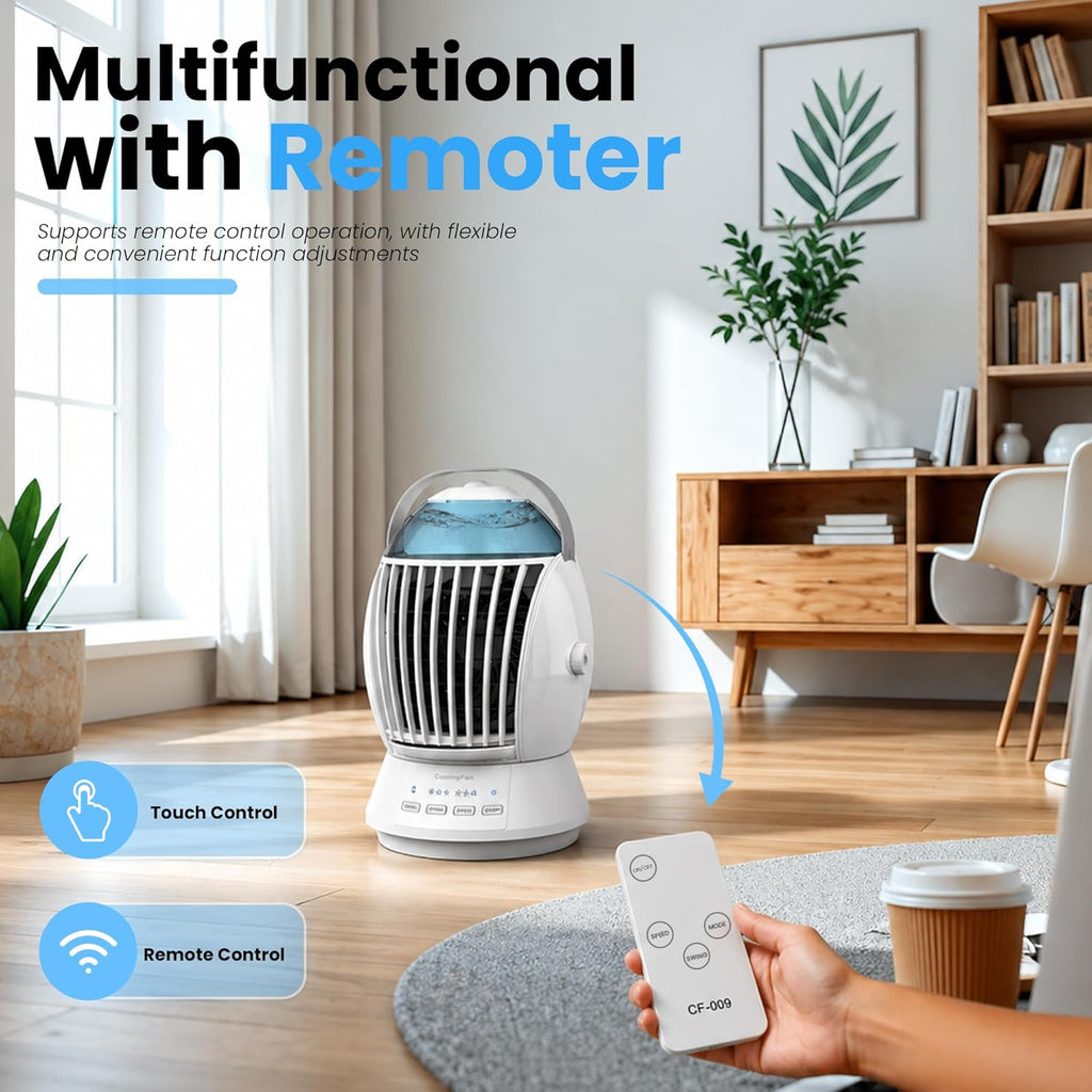 Portable Air Conditioners, 3 in 1 Evaporative Air Cooler, Cooling Fan with Remote Control, 6-12H Timer, 3 Modes