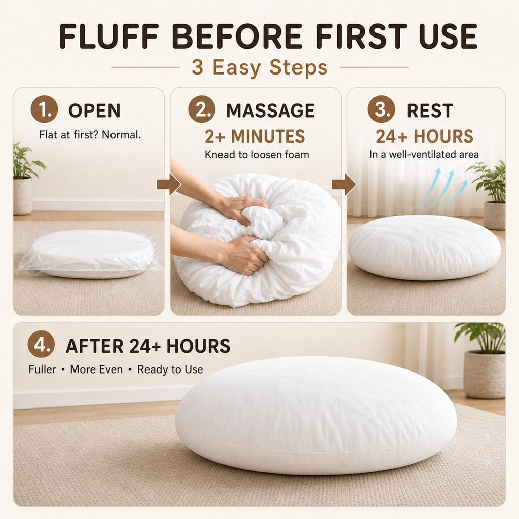 32" Floor Cushions, Large Meditation Pillow Insert for Adults, 2 Pack