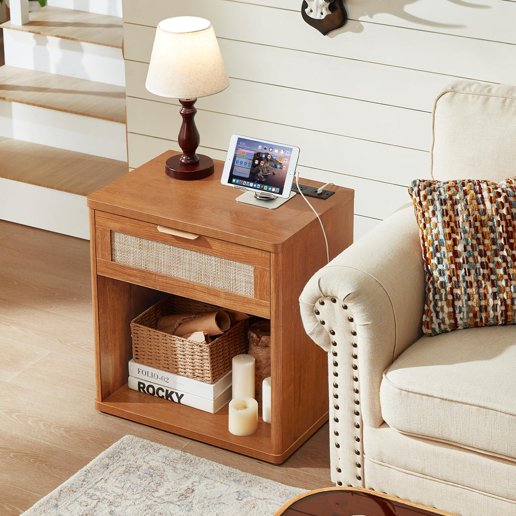 Rattan 23" Nightstands with Charger